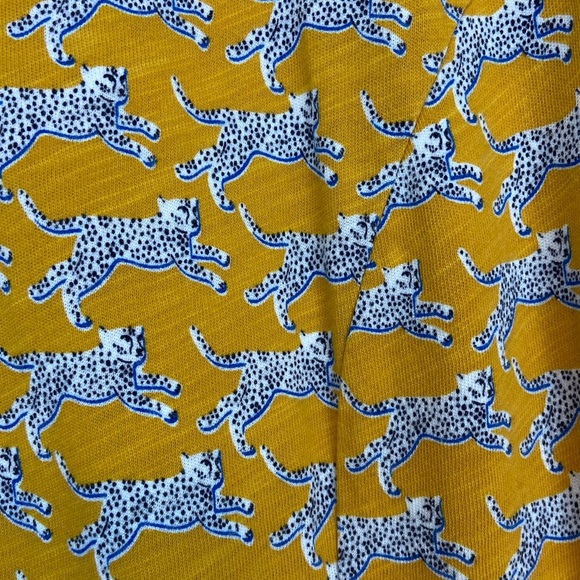 Boden Phoebe Short Sleeve Cheetah Print Jersey Dress Yellow Pockets - Picture 4 of 7